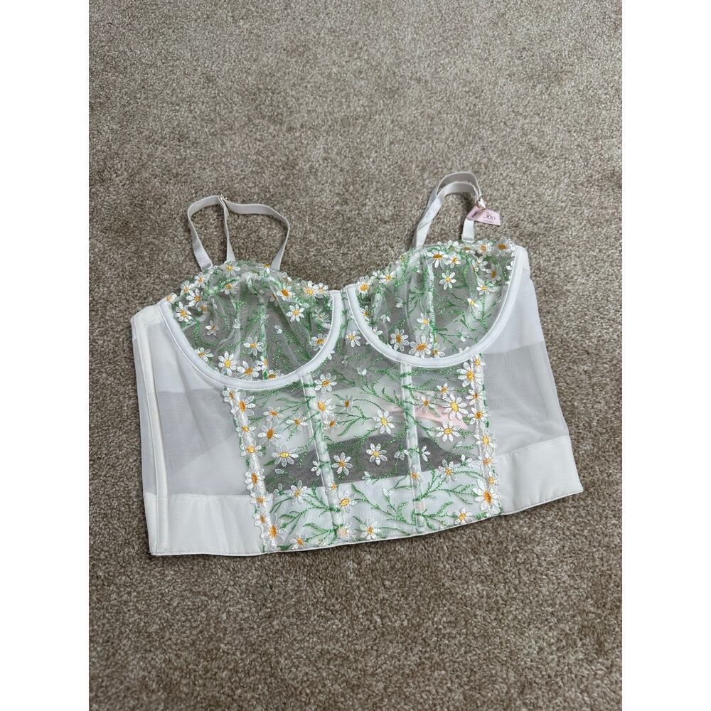 NEW Victoria Secret Daisy Embroidered Bustier Corset Top Size 36D